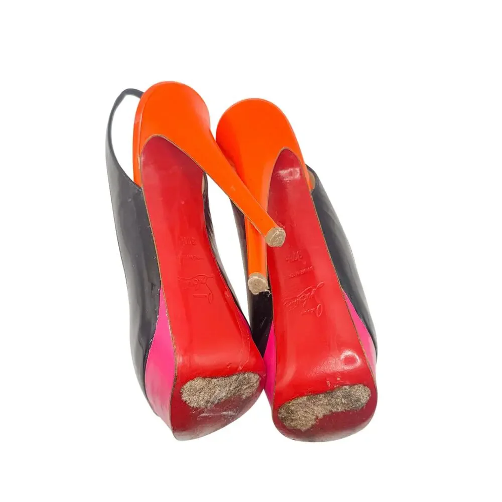 Christian Louboutin Lady Peep Colorblock Slingback heel size 37.5